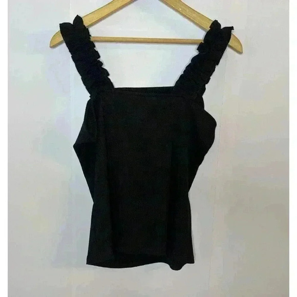 Listicle Ruffle Strap Tank Top Womens Med Cami Minimalist Capsule Wardrobe Layer - Picture 7 of 9